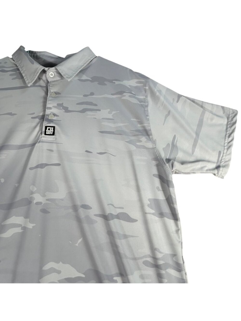 Greater Half Gray Camo Polo Shirt Men's L Light Golf Stretch Moisture Wicking